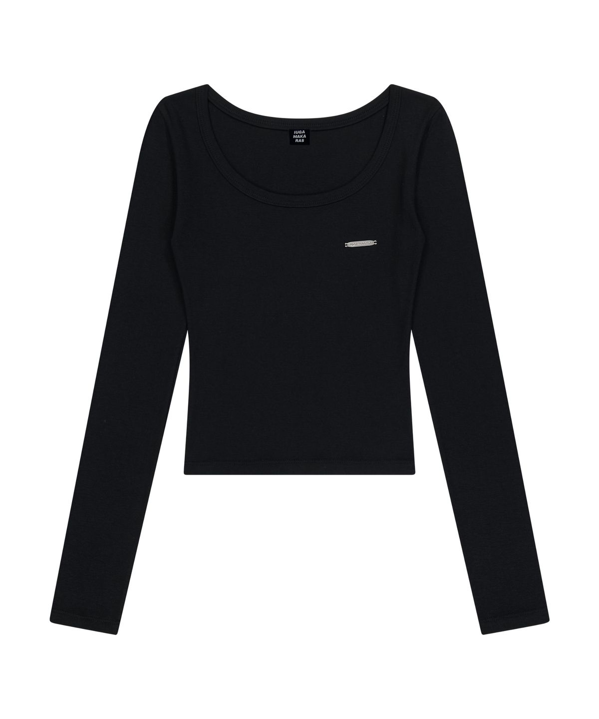 이우가마카라스(IUGAMAKARAS) U-Neck Fitted Top (Black)