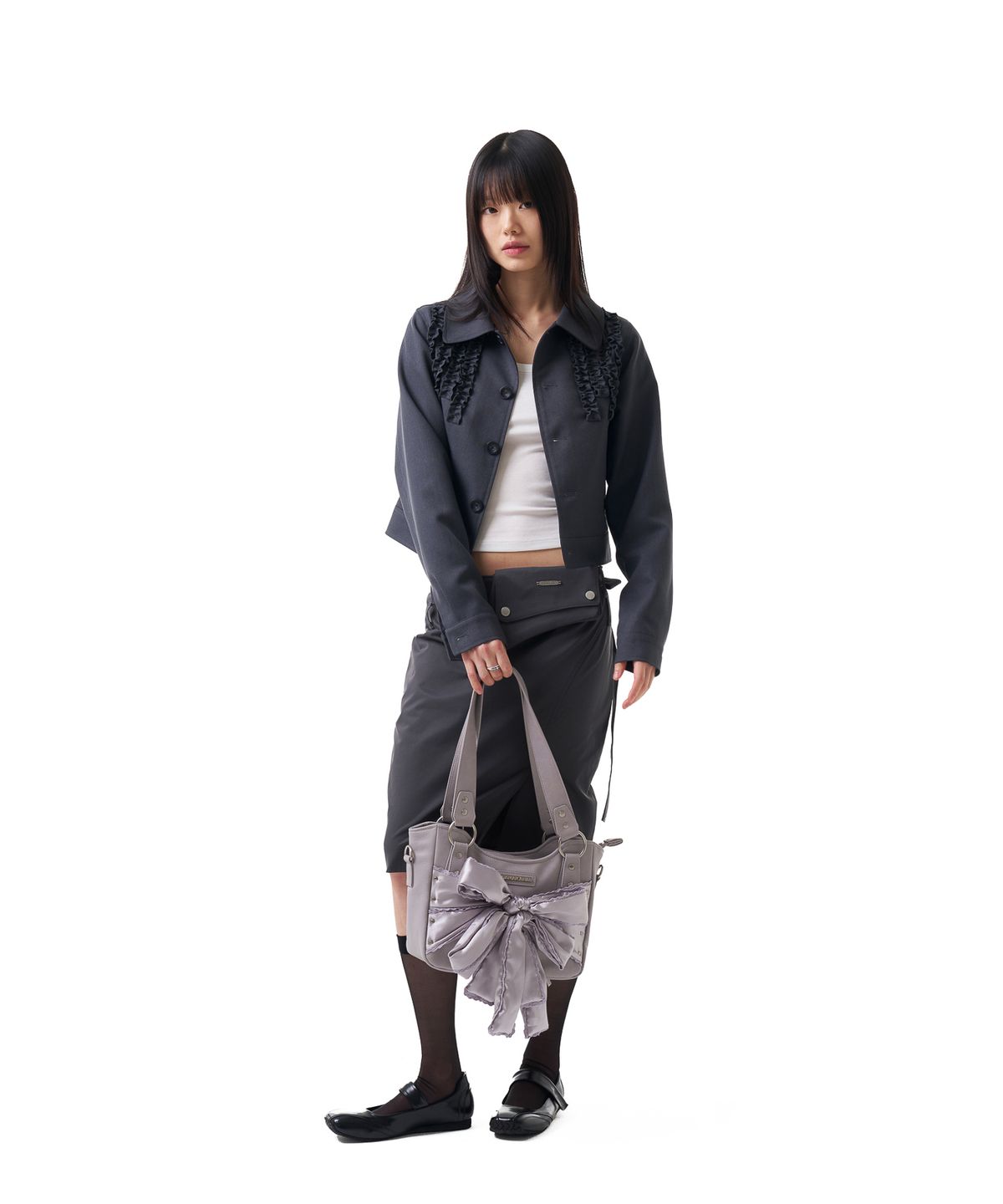 이우가마카라스(IUGAMAKARAS) U-Neck Fitted Top (White)