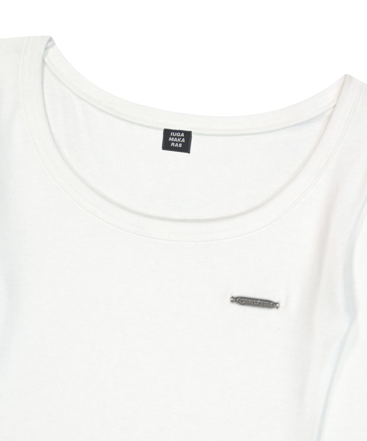 이우가마카라스(IUGAMAKARAS) U-Neck Fitted Top (White)