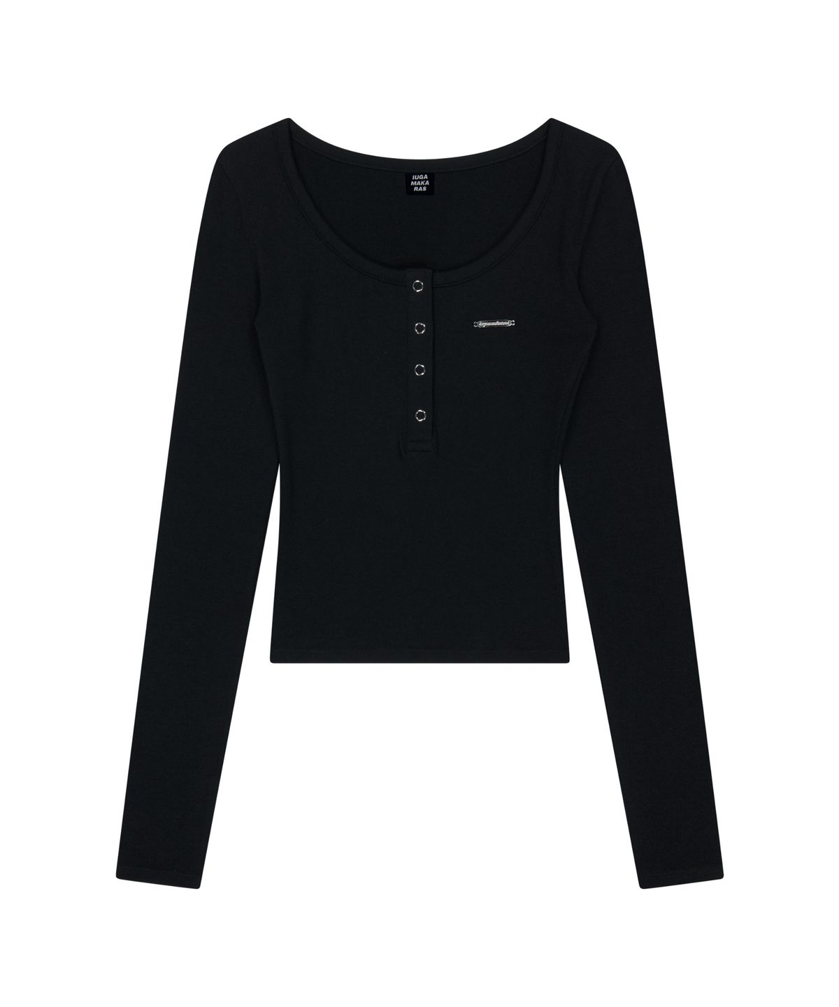 이우가마카라스(IUGAMAKARAS) Button Fitted Top (Black)