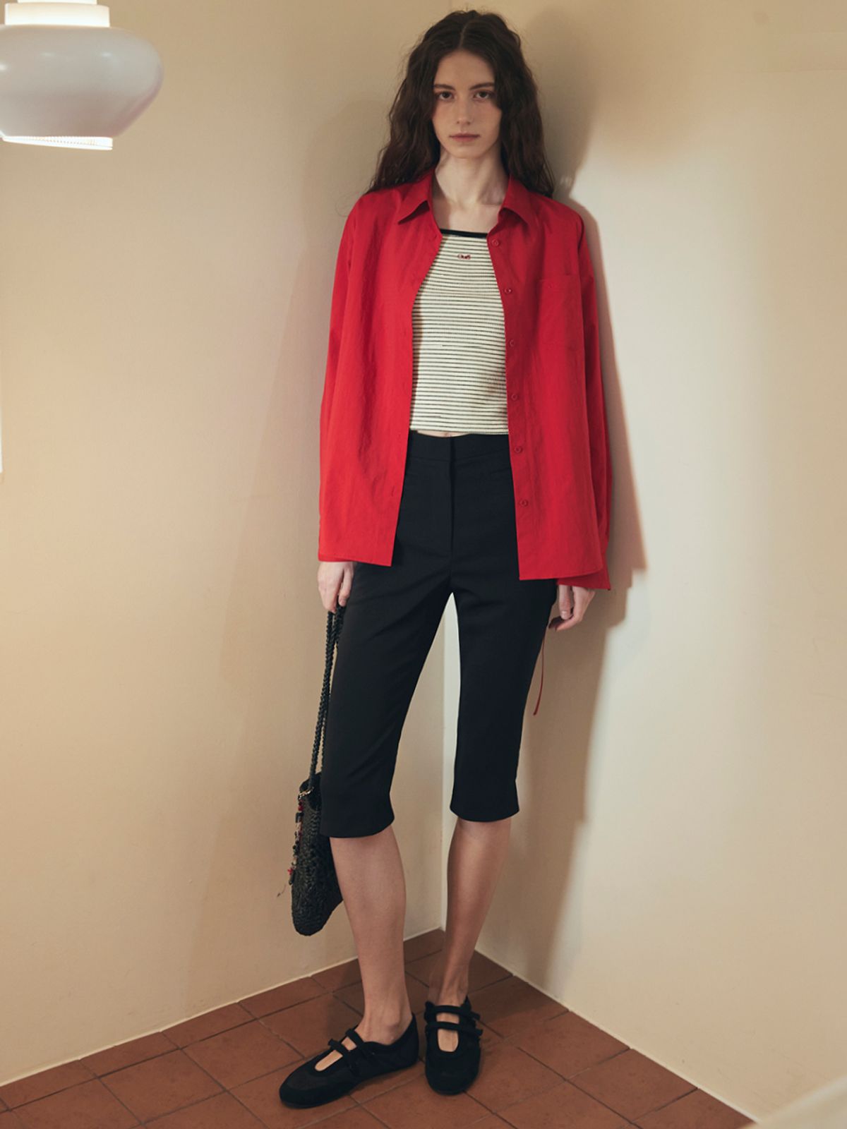 오앨(OUEL) SLIT CAPRI PANTS_BLACK