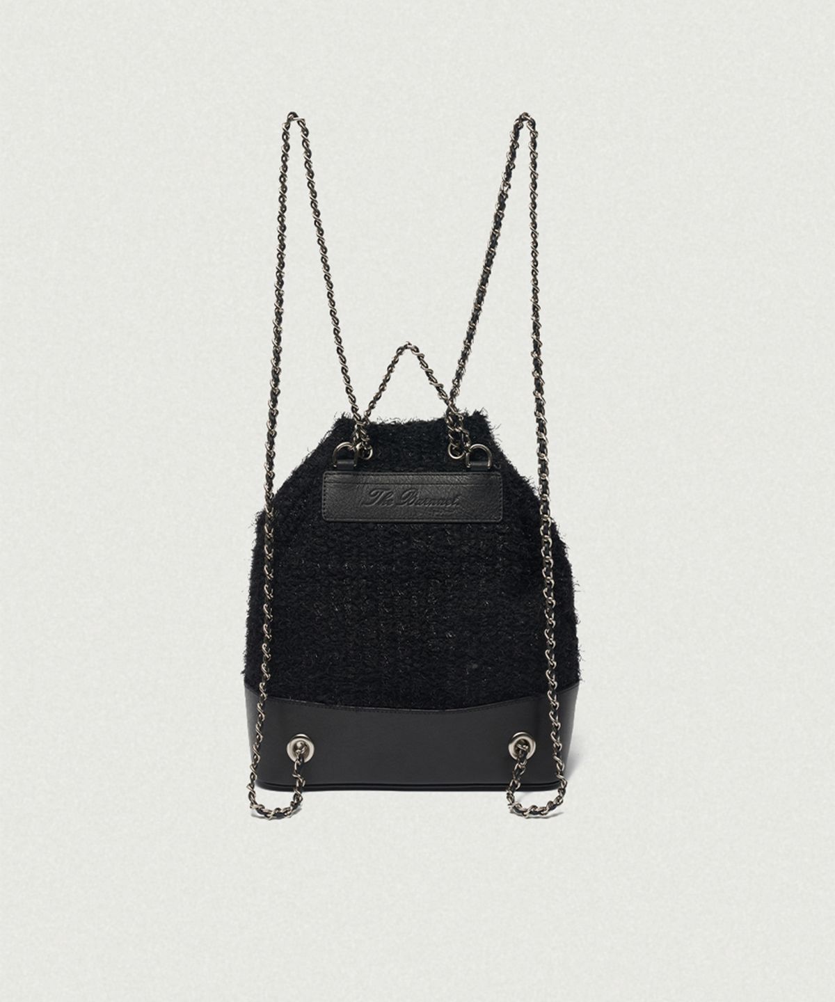 더바넷(THEBARNNET) Tweed Drawstring Chain Backpack_Black