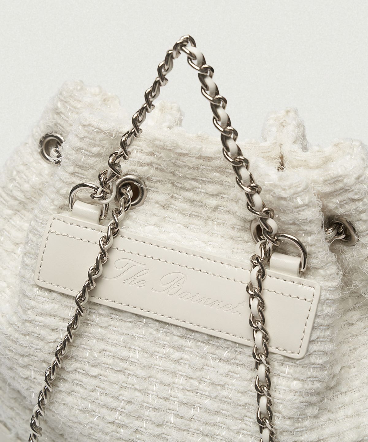 더바넷(THEBARNNET) Tweed Drawstring Chain Backpack_Ivory