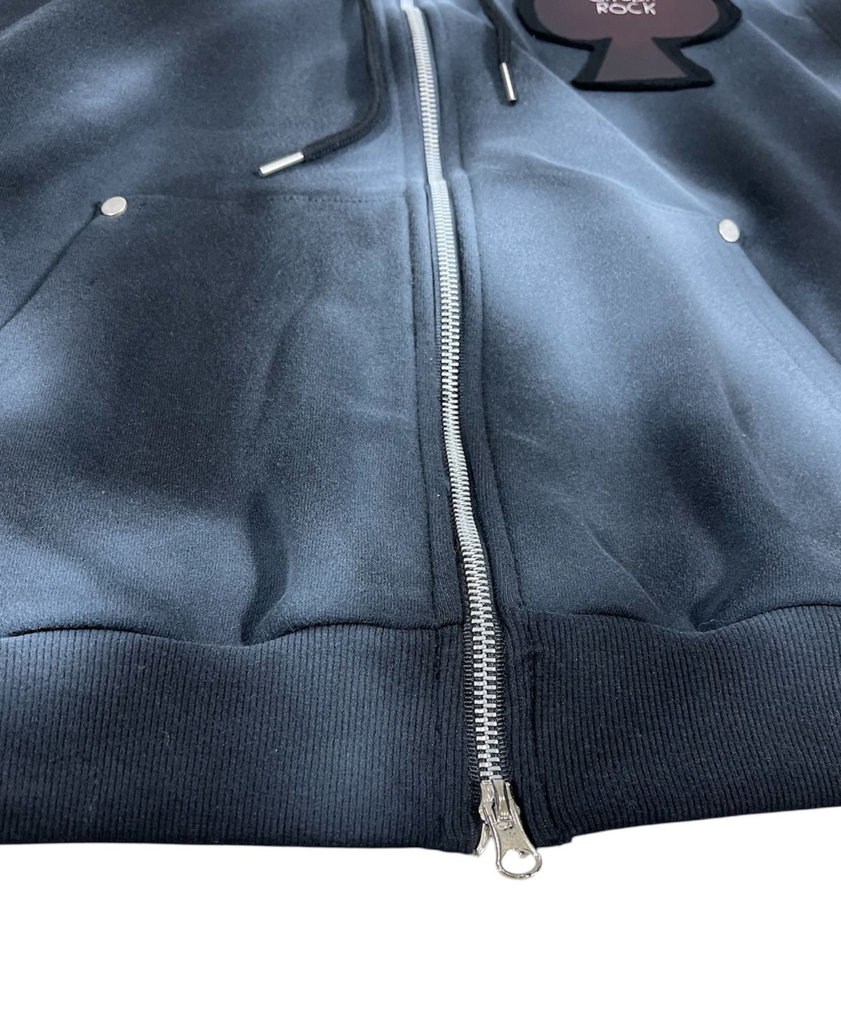 스케이터락(SK8ER ROCK) Spade Painting Sweat Hood Zip-up Vest ((Black))
