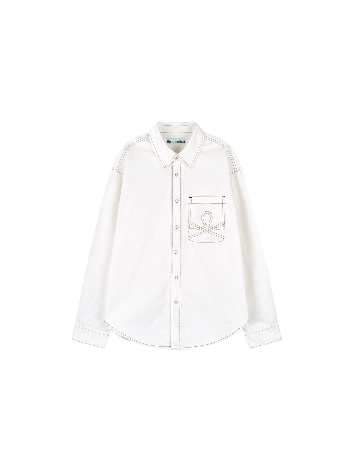 비플랫 베네통(Bb' BENETTON) 워시드 데님 셔츠 (Off White)