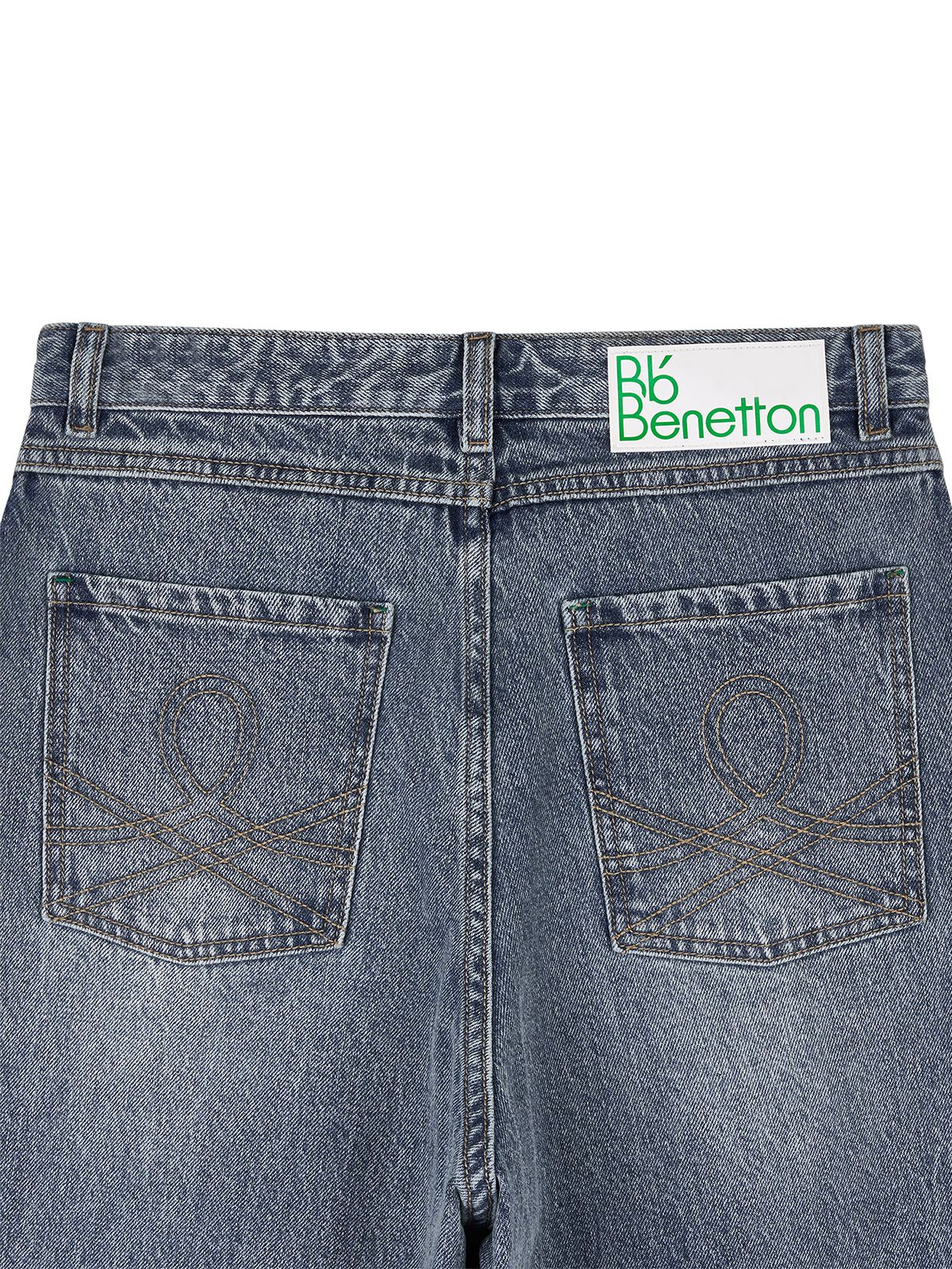 비플랫 베네통(Bb' BENETTON) 와이드 워시드 데님 팬츠 (Light Blue)