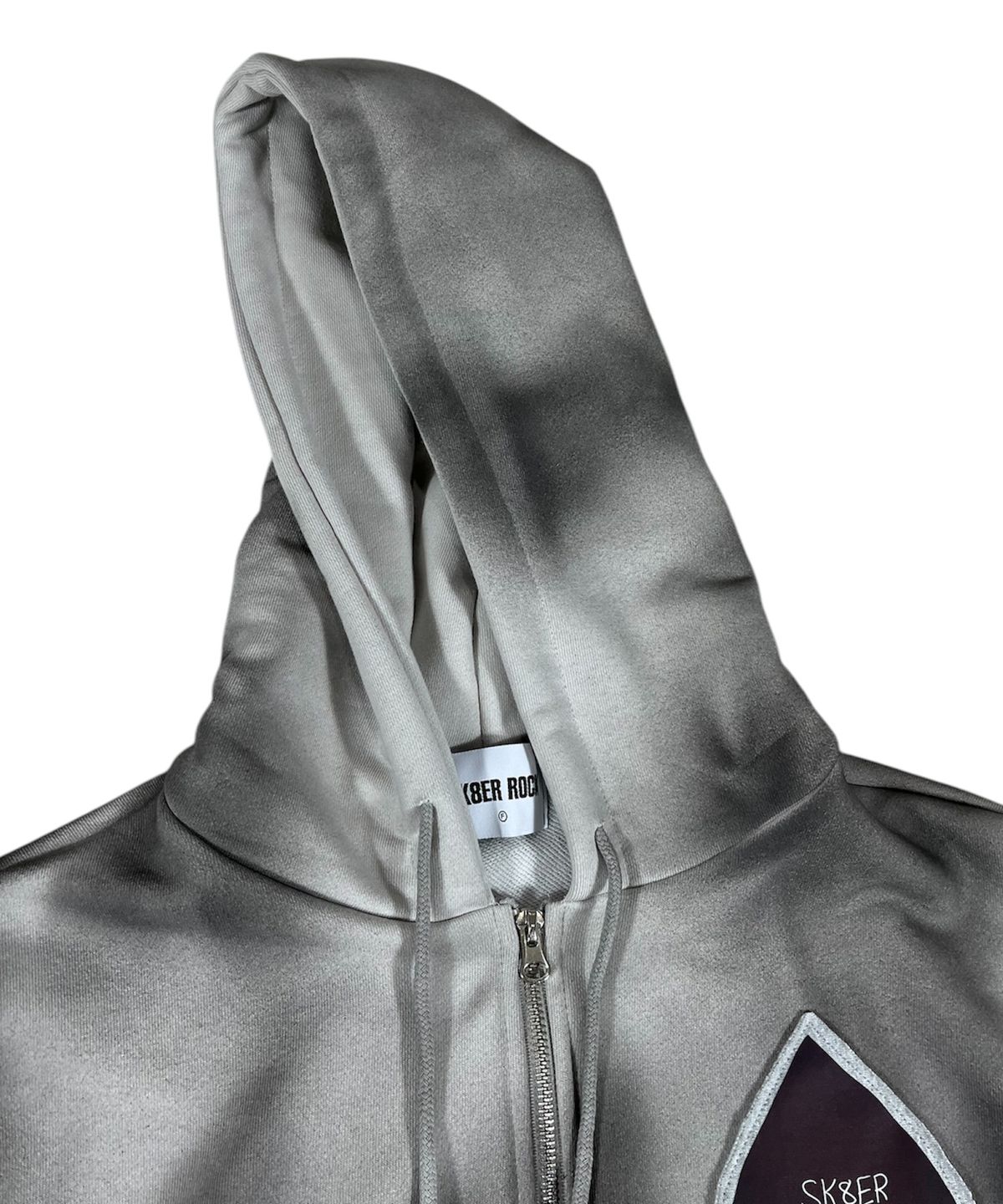 스케이터락(SK8ER ROCK) Spade Painting Sweat Hood Zip-up Vest ((Gray))