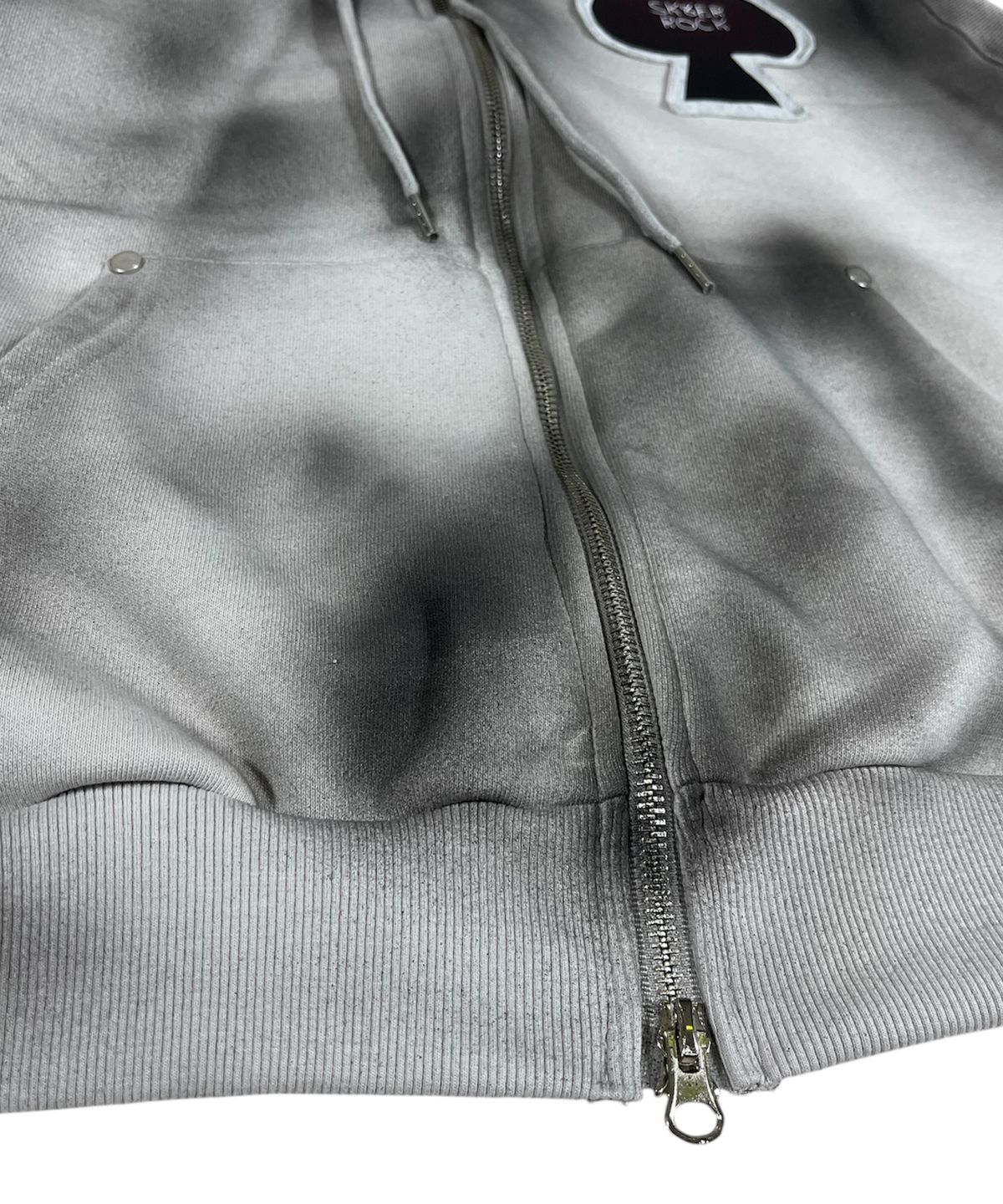 스케이터락(SK8ER ROCK) Spade Painting Sweat Hood Zip-up Vest ((Gray))