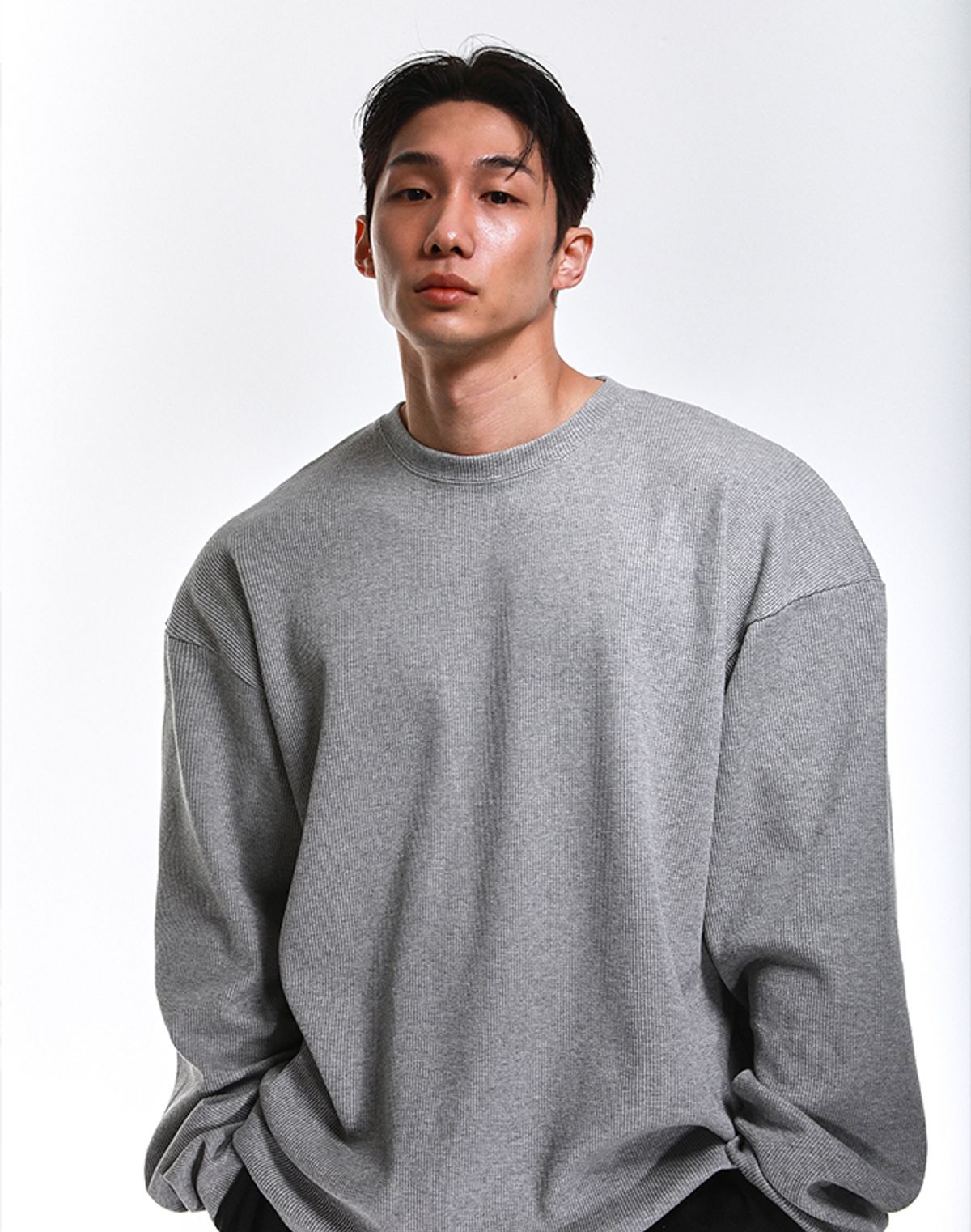알브이디(RVD) 와플 오버핏 롱슬리브 (그레이)