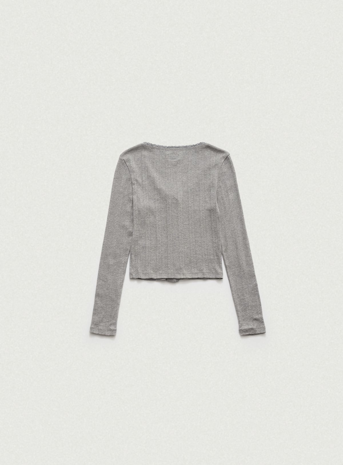 더바넷(THEBARNNET) Ravioli Lace-Trim Button-Up Top_Grey