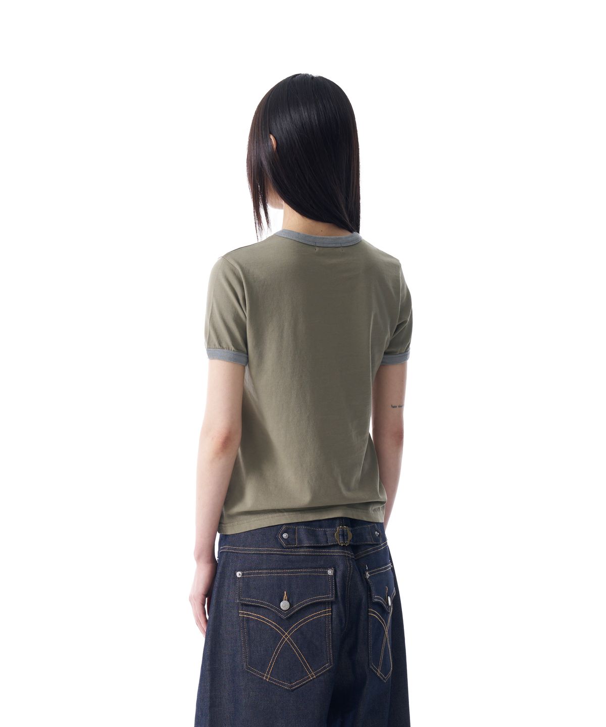 아캄(AAKAM) Logo Patch Ringer Top (Khaki-Gray)