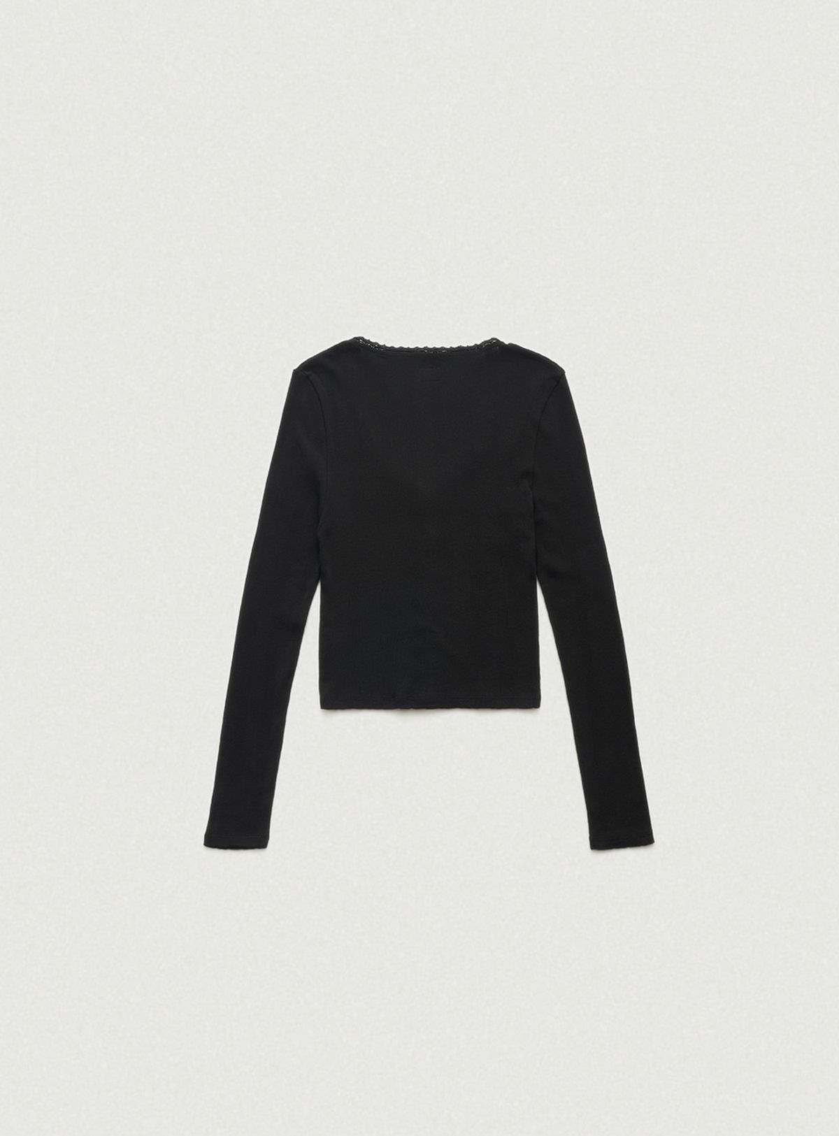 더바넷(THEBARNNET) Ravioli Lace-Trim Button-Up Top_Black