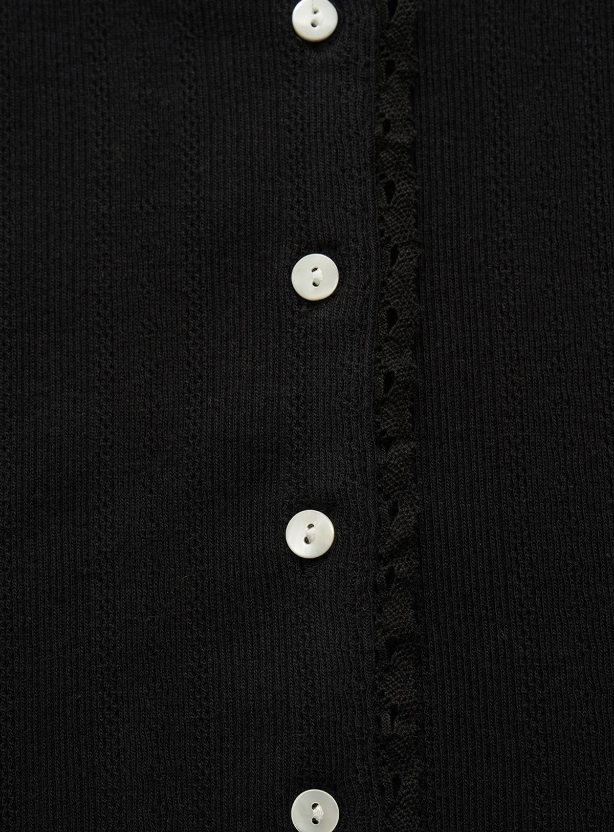 더바넷(THEBARNNET) Ravioli Lace-Trim Button-Up Top_Black