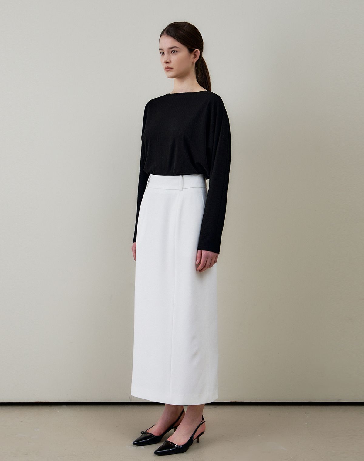 지에마르(GIEMAR) BOAT NECK TEE BLACK  보트넥 티 블랙