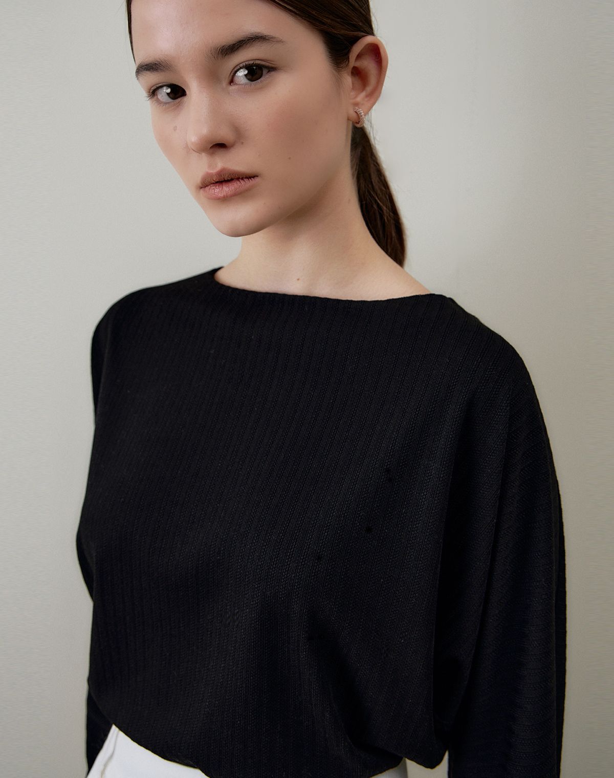 지에마르(GIEMAR) BOAT NECK TEE BLACK  보트넥 티 블랙