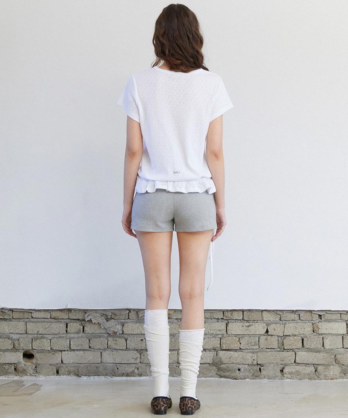 렌세(RENSE) Eyelet Frill Half T-shirt White