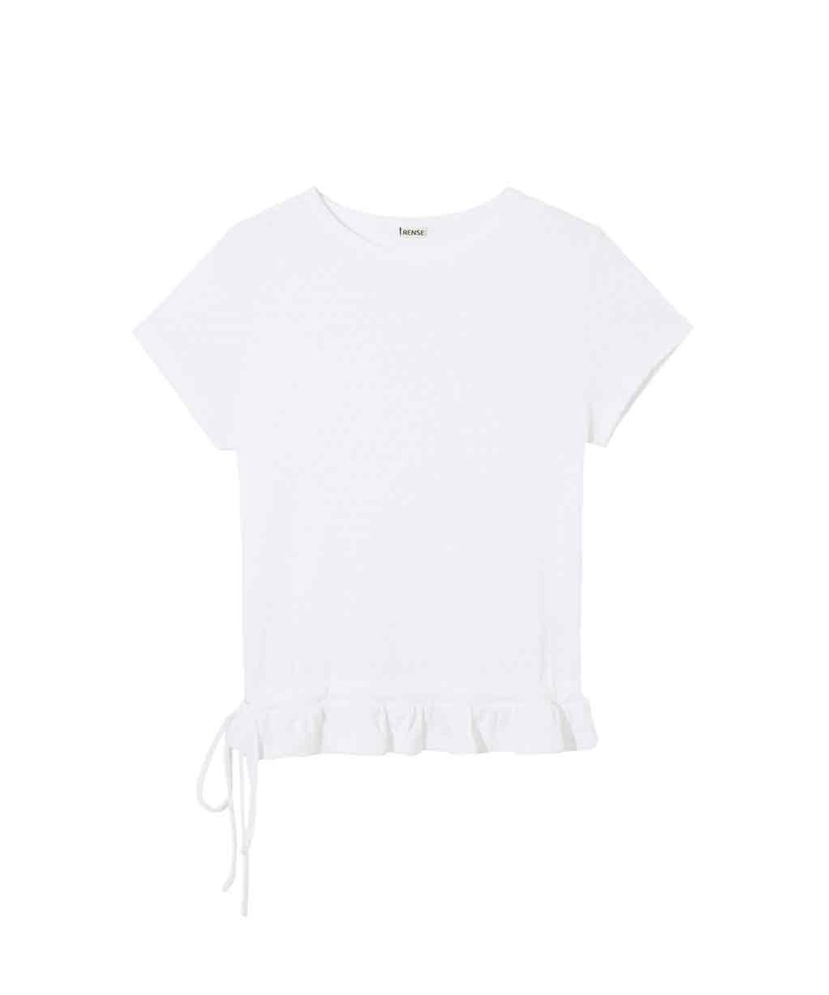 렌세(RENSE) Eyelet Frill Half T-shirt White