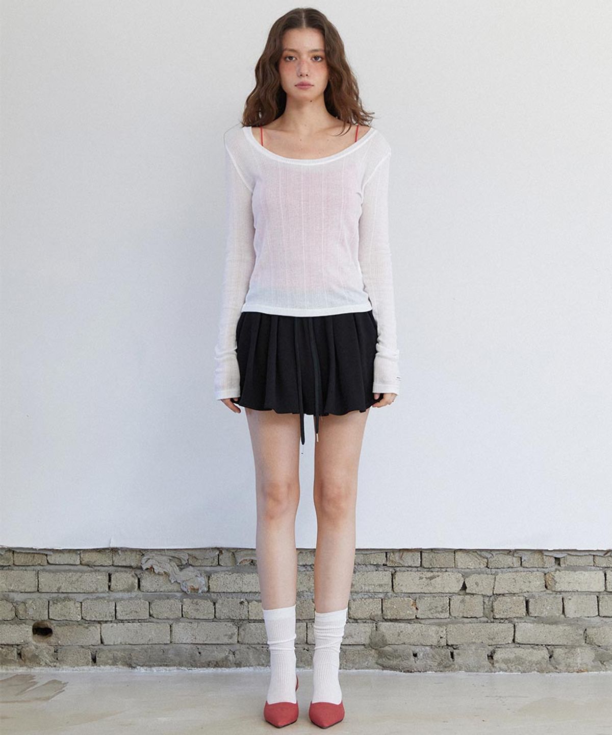 렌세(RENSE) See-through Layer Long Sleeve White
