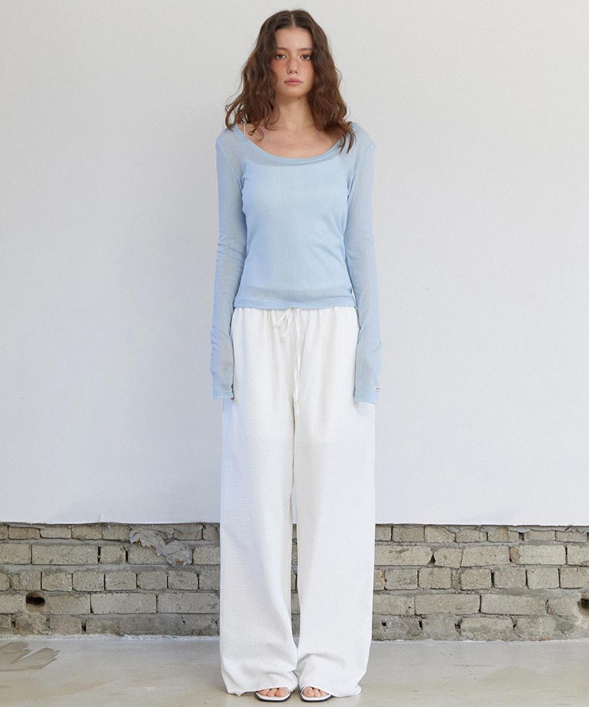렌세(RENSE) See-through Layer Long Sleeve Sky Blue