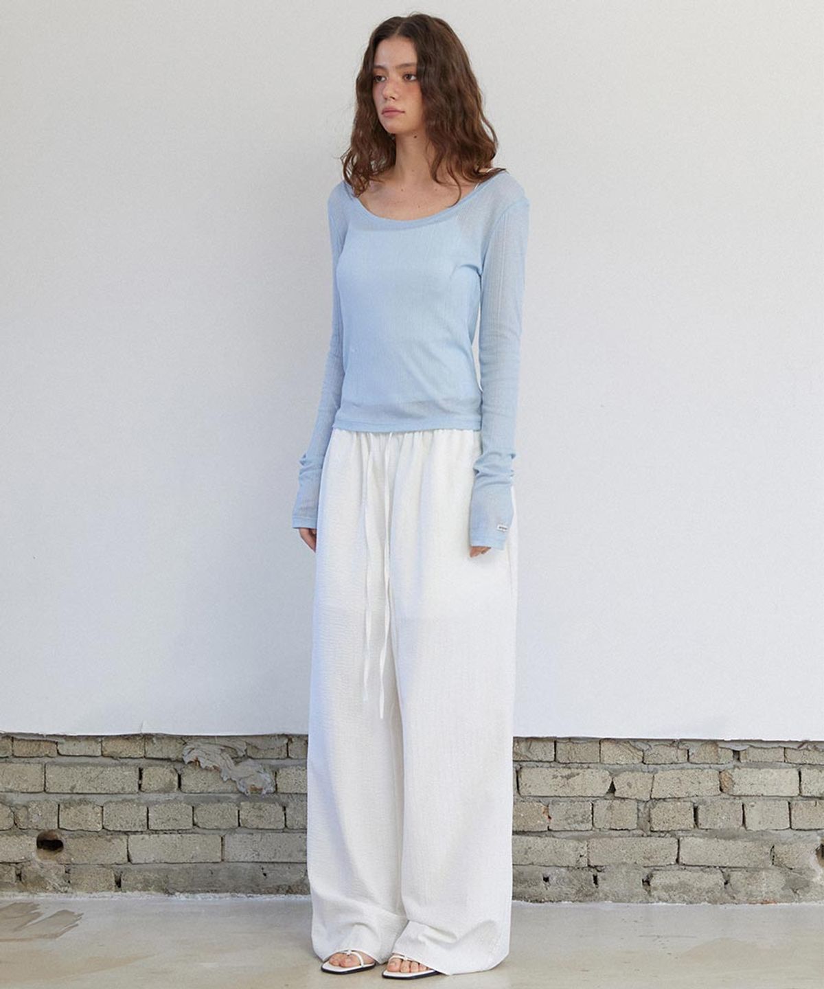 렌세(RENSE) See-through Layer Long Sleeve Sky Blue