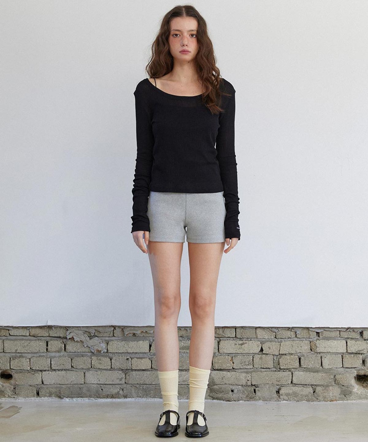 렌세(RENSE) See-through Layer Long Sleeve Black