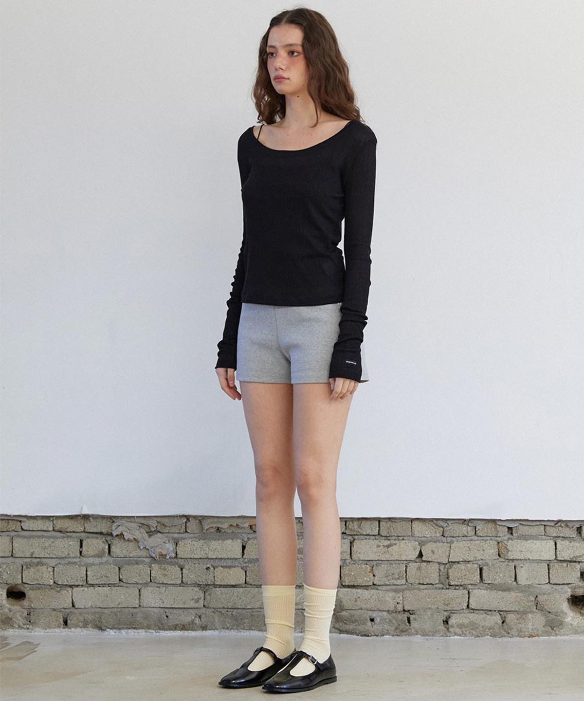 렌세(RENSE) See-through Layer Long Sleeve Black
