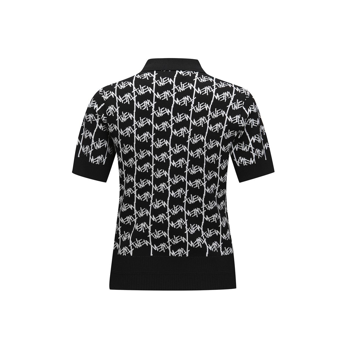 어뉴골프(ANEW GOLF) WOMEN SM LOGO PATTERN SHORT SLEEVE SWEATER_BK