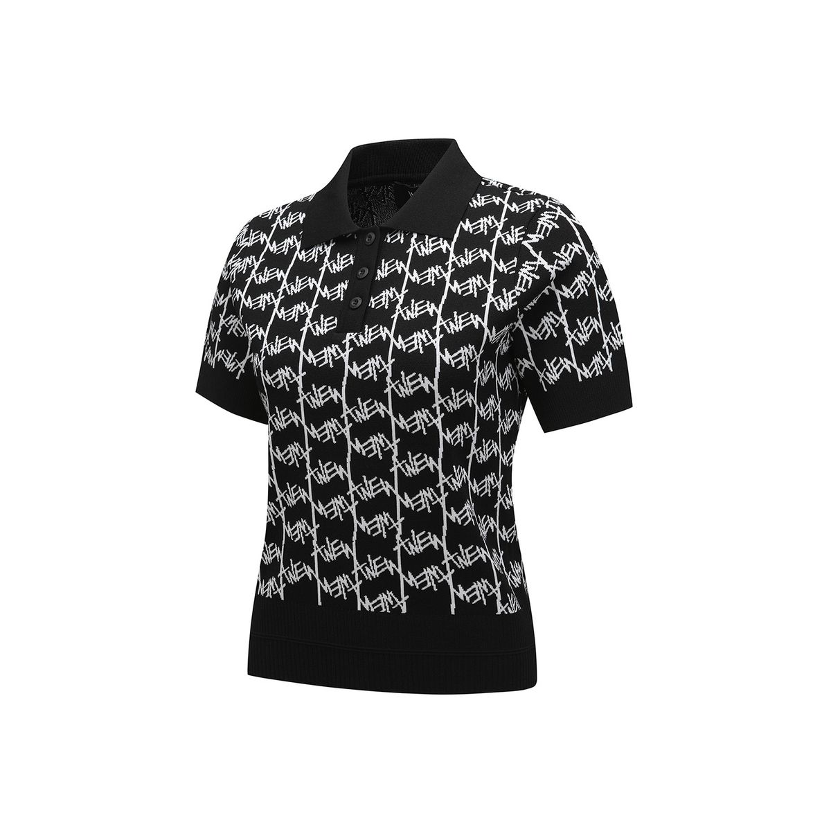 어뉴골프(ANEW GOLF) WOMEN SM LOGO PATTERN SHORT SLEEVE SWEATER_BK