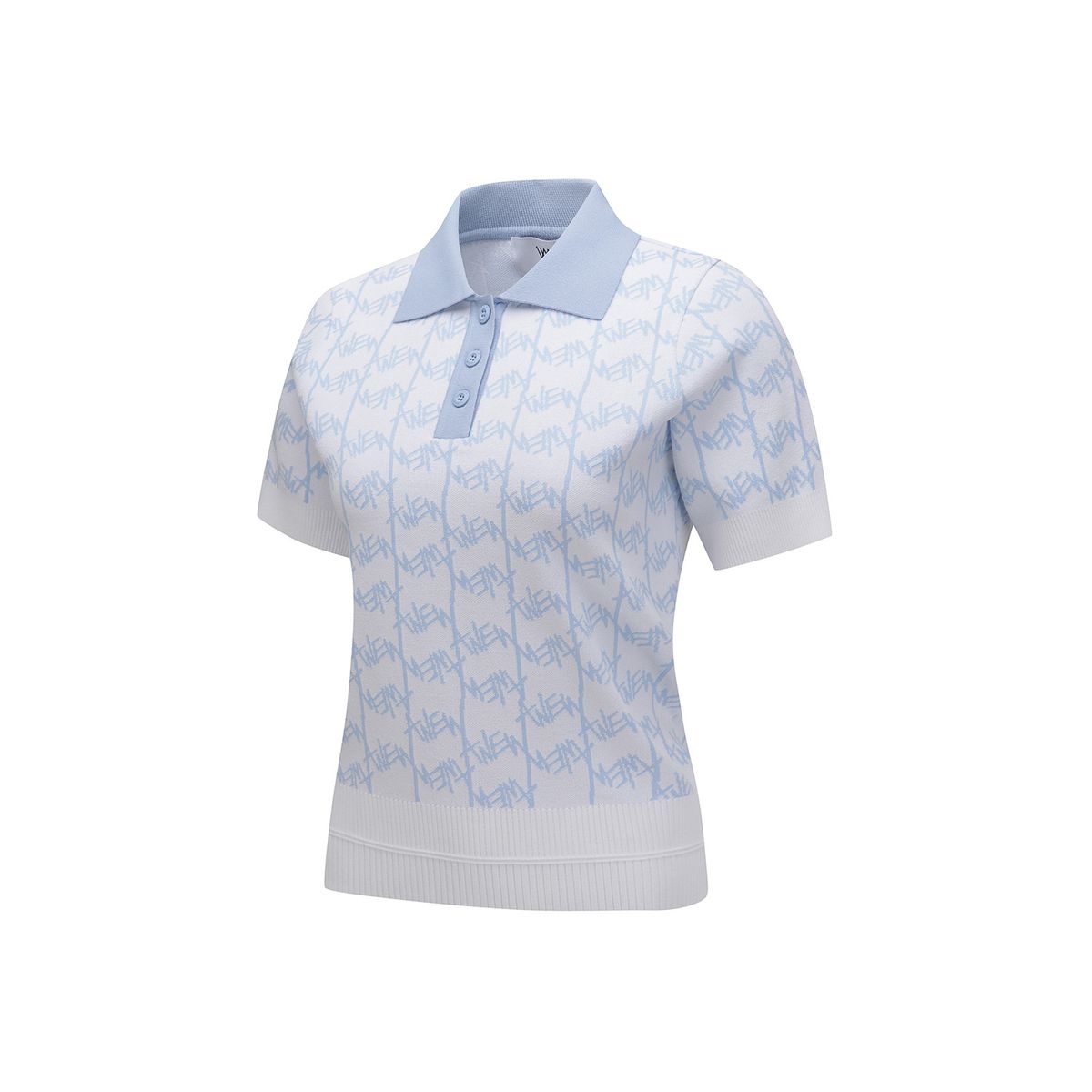 어뉴골프(ANEW GOLF) WOMEN SM LOGO PATTERN SHORT SLEEVE SWEATER_WH