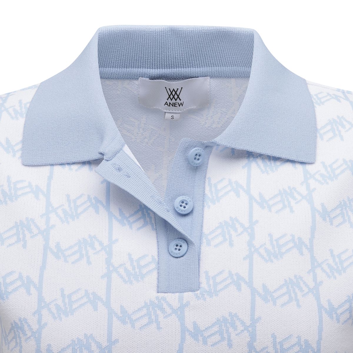 어뉴골프(ANEW GOLF) WOMEN SM LOGO PATTERN SHORT SLEEVE SWEATER_WH