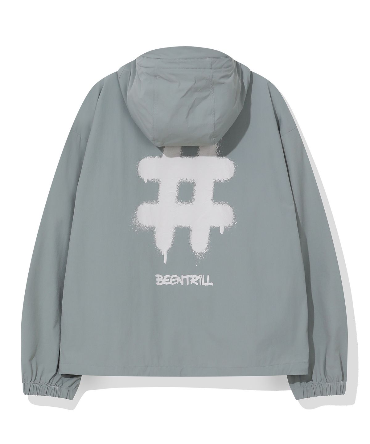 빈트릴(BEENTRILL) 스프레이 로고 우븐 점퍼(라이트 카키)