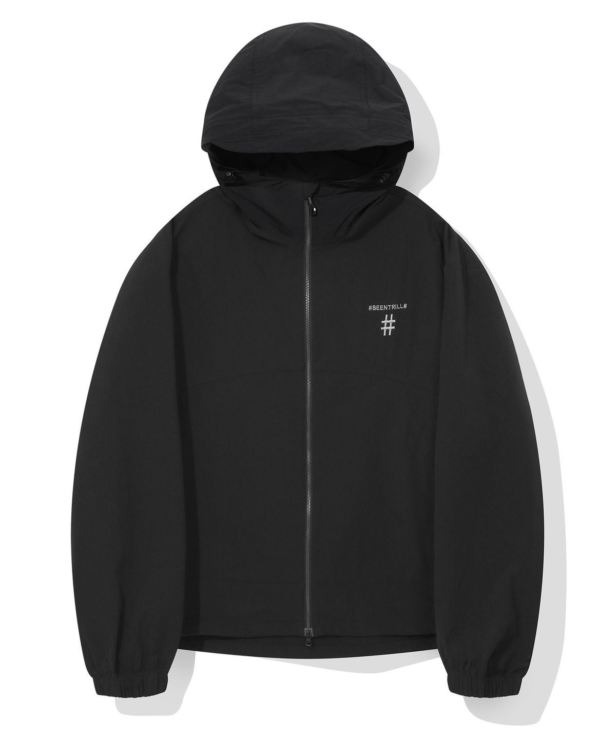 빈트릴(BEENTRILL) 스프레이 로고 우븐 점퍼(블랙)
