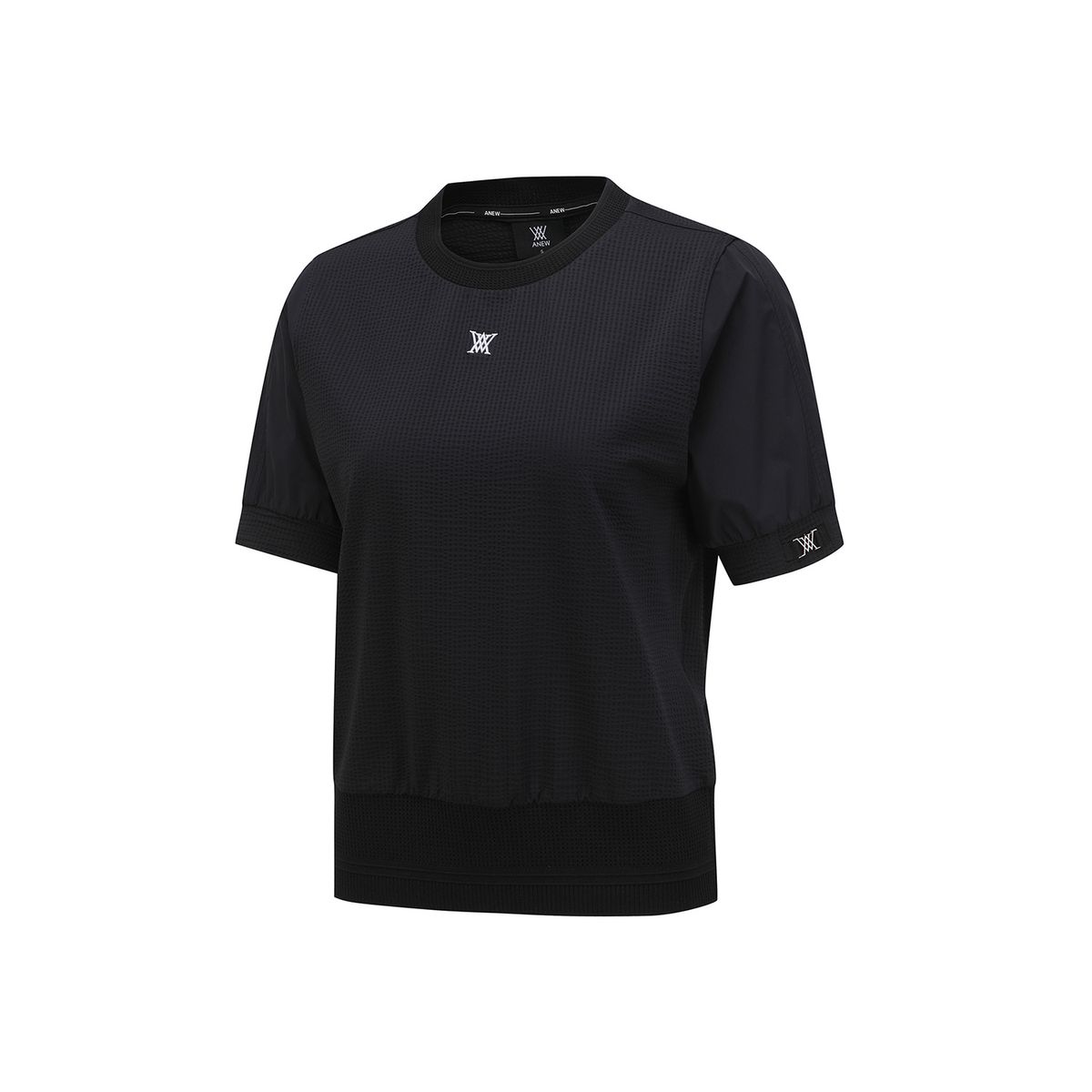 어뉴골프(ANEW GOLF) WOMEN SM HYBRID ROUND SHORT T-SHIRT_BK