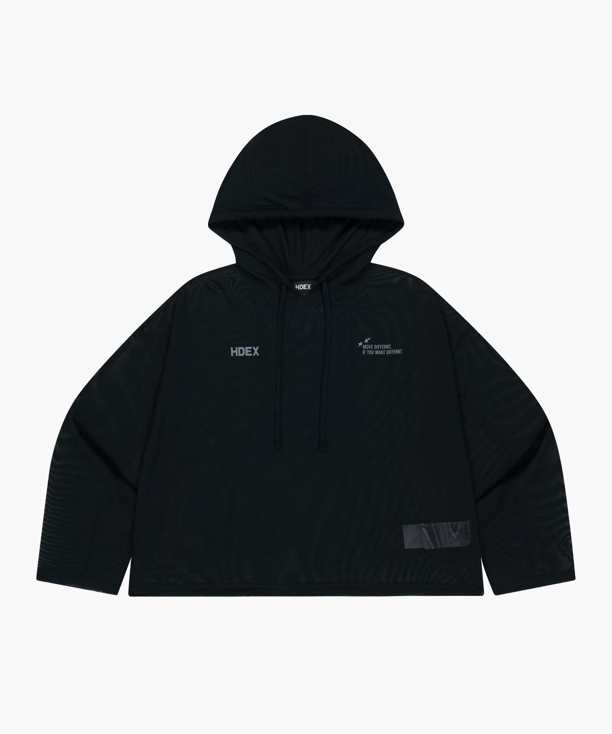 에이치덱스(HDEX) 우먼스 매쉬 커버업 크롭 후디 (Black)