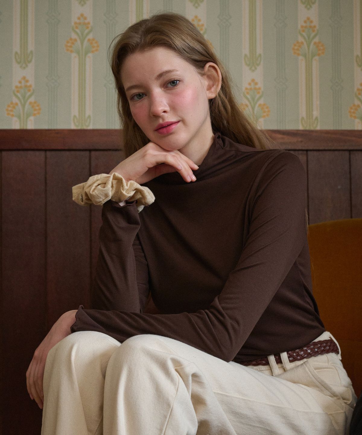 로시로우(LOSSYROW) Layered Frill Long-sleeves Brown