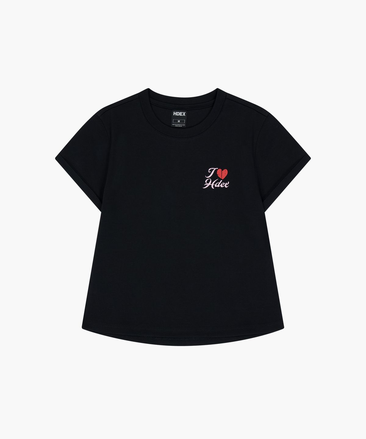 에이치덱스(HDEX) 우먼스 라운드 하트 슬림핏 숏 슬리브 (Black)