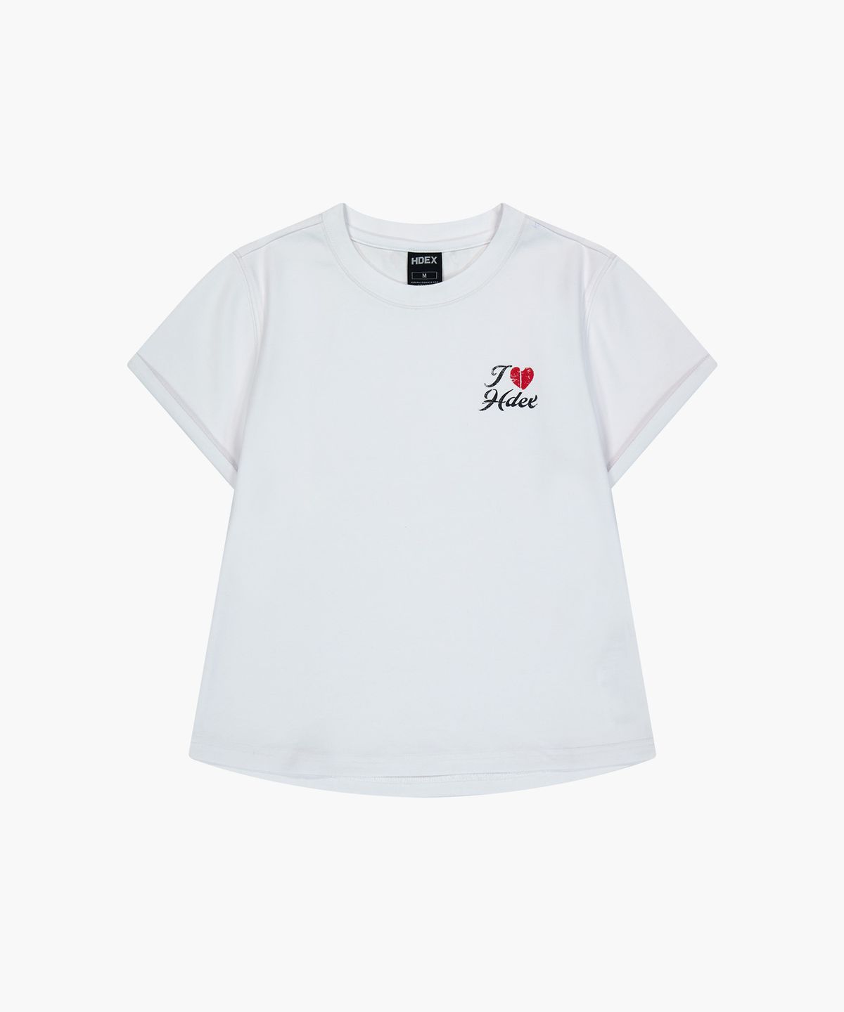 에이치덱스(HDEX) 우먼스 라운드 하트 슬림핏 숏 슬리브 (White)