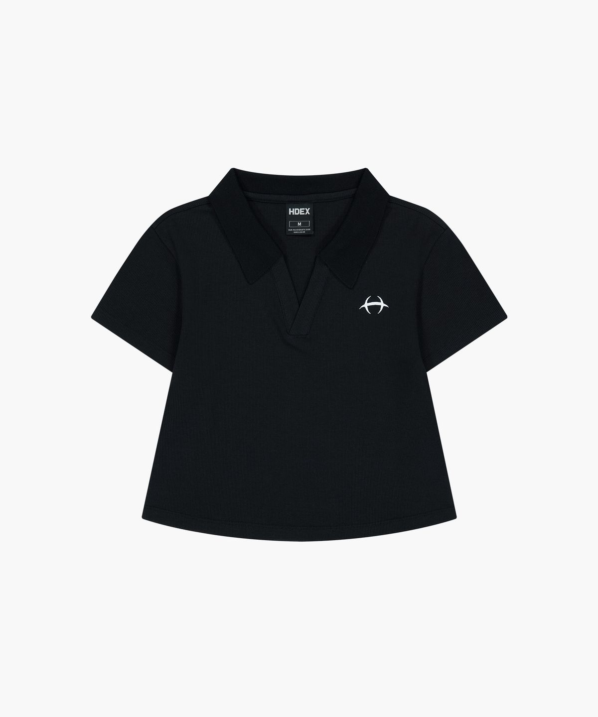 에이치덱스(HDEX) 우먼스 오픈 피케 크롭 숏 슬리브 (Black)