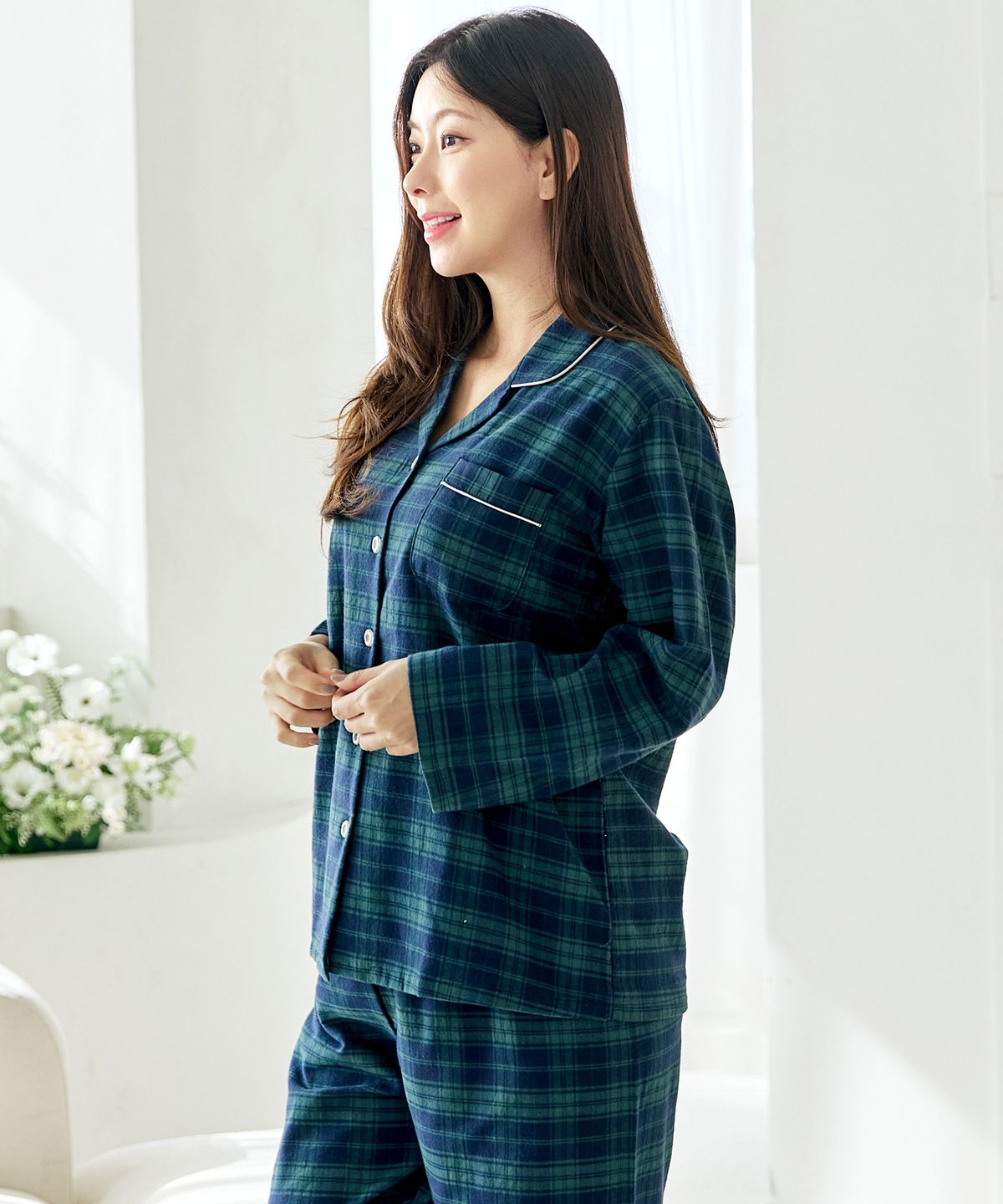 핑코코(PINGCOCO) 130 기모그린 긴소매  여성 파자마세트