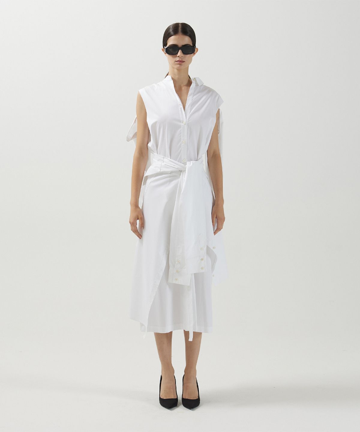 므아므(MMAM) Off-sleeve tied shirt dress
