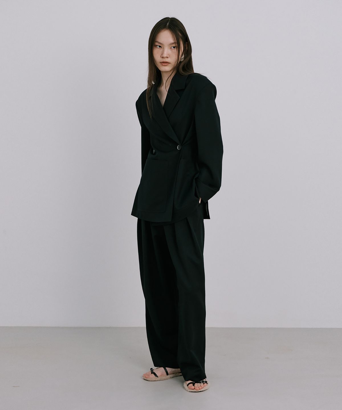 분더캄머(WNDERKAMMER) 25 Wool Wide Pants_Navy (25울 와이드팬츠_네이비)