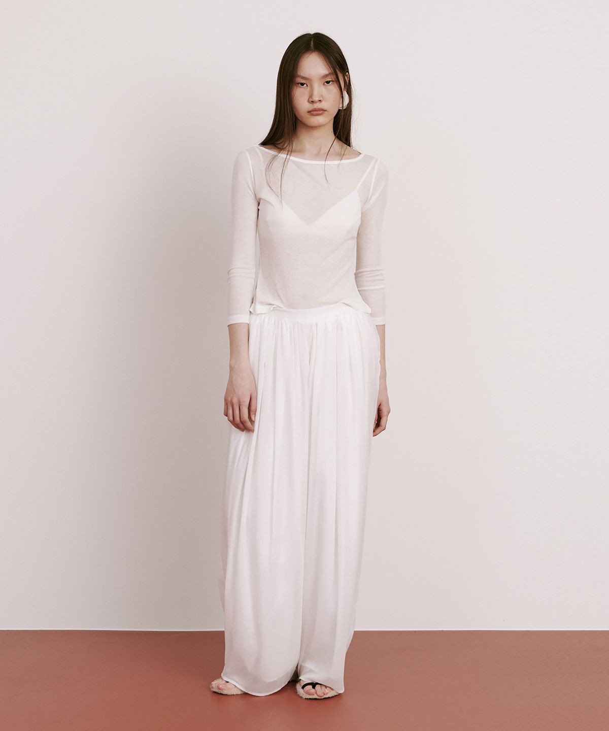 분더캄머(WNDERKAMMER) Moon Jar - Shaped Chiffon Pants_White (달항아리 모양 쉬폰팬츠_화이트)