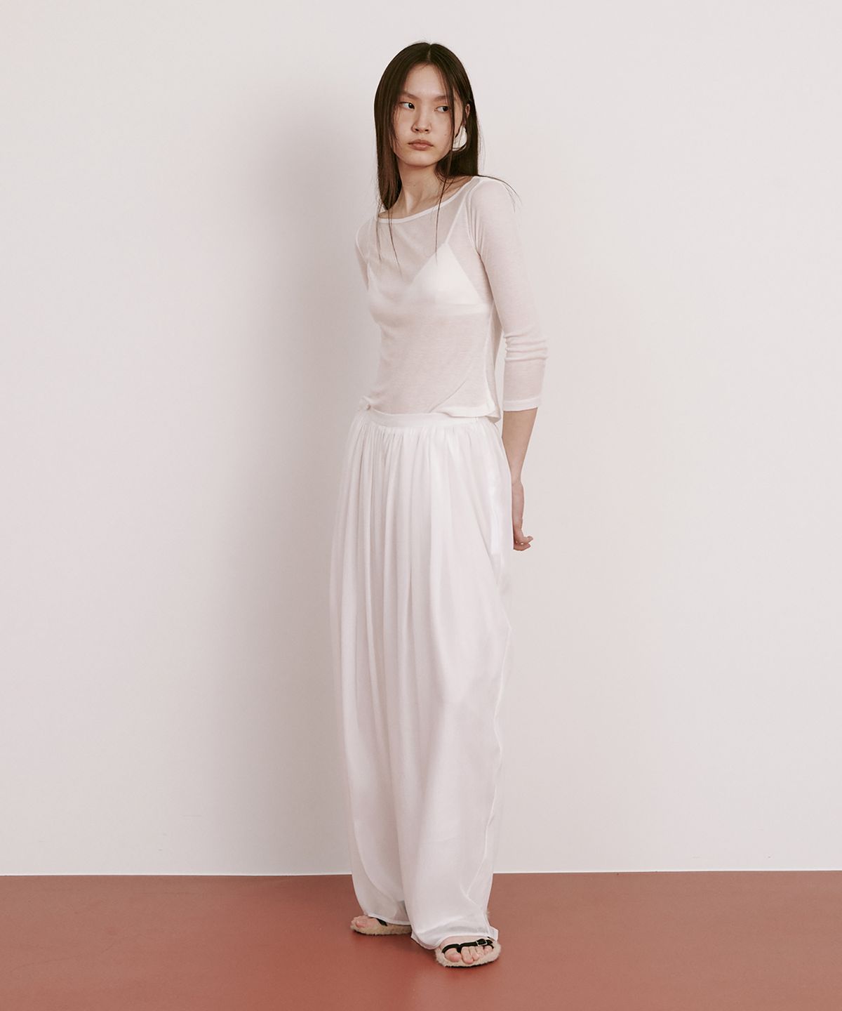 분더캄머(WNDERKAMMER) Moon Jar - Shaped Chiffon Pants_White (달항아리 모양 쉬폰팬츠_화이트)