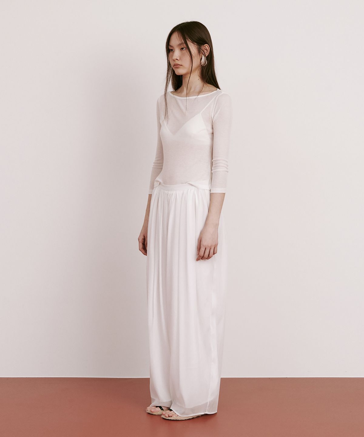 분더캄머(WNDERKAMMER) Moon Jar - Shaped Chiffon Pants_White (달항아리 모양 쉬폰팬츠_화이트)