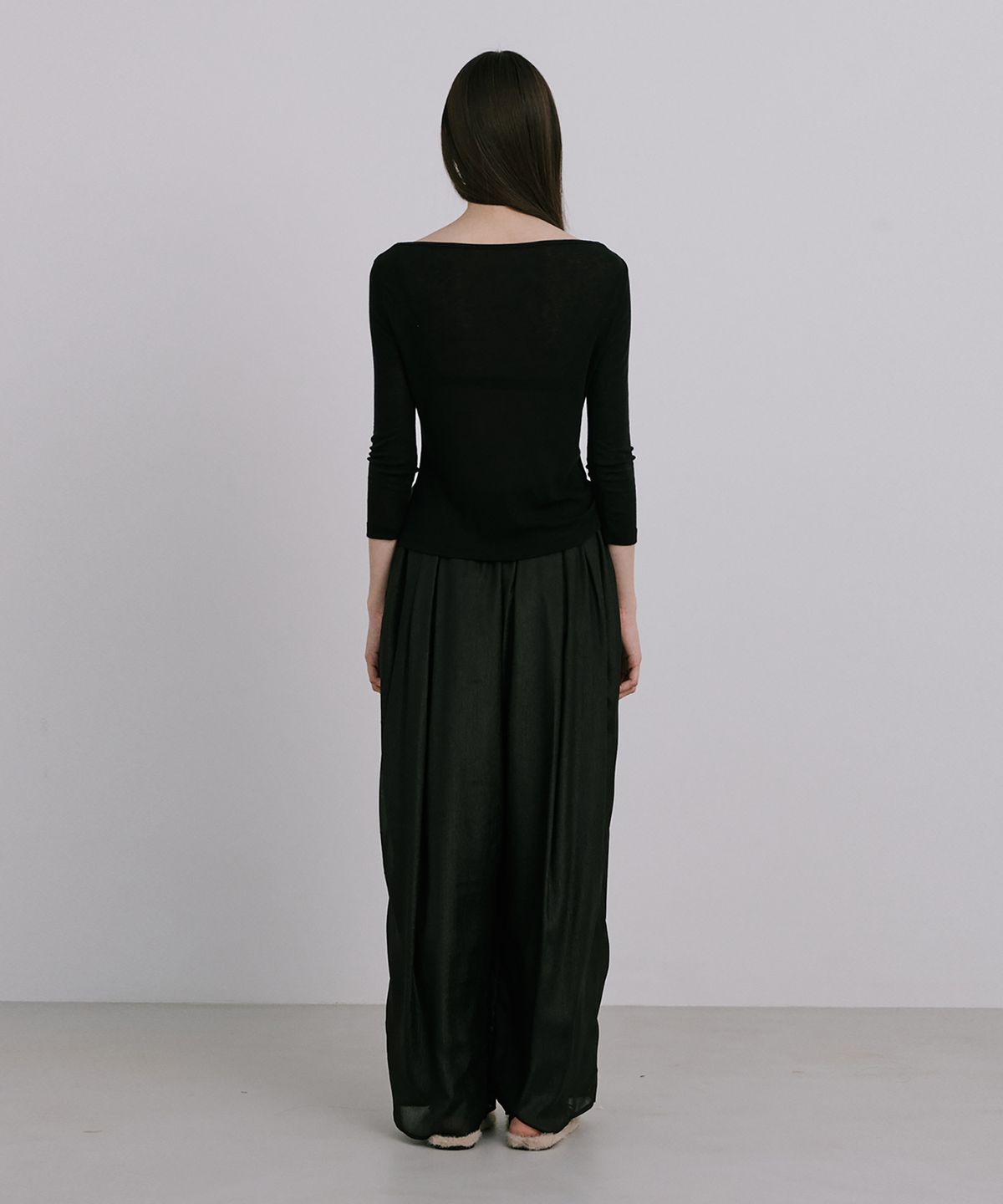 분더캄머(WNDERKAMMER) Moon Jar - Shaped Chiffon Pants_Black (달항아리 모양 쉬폰팬츠_블랙)