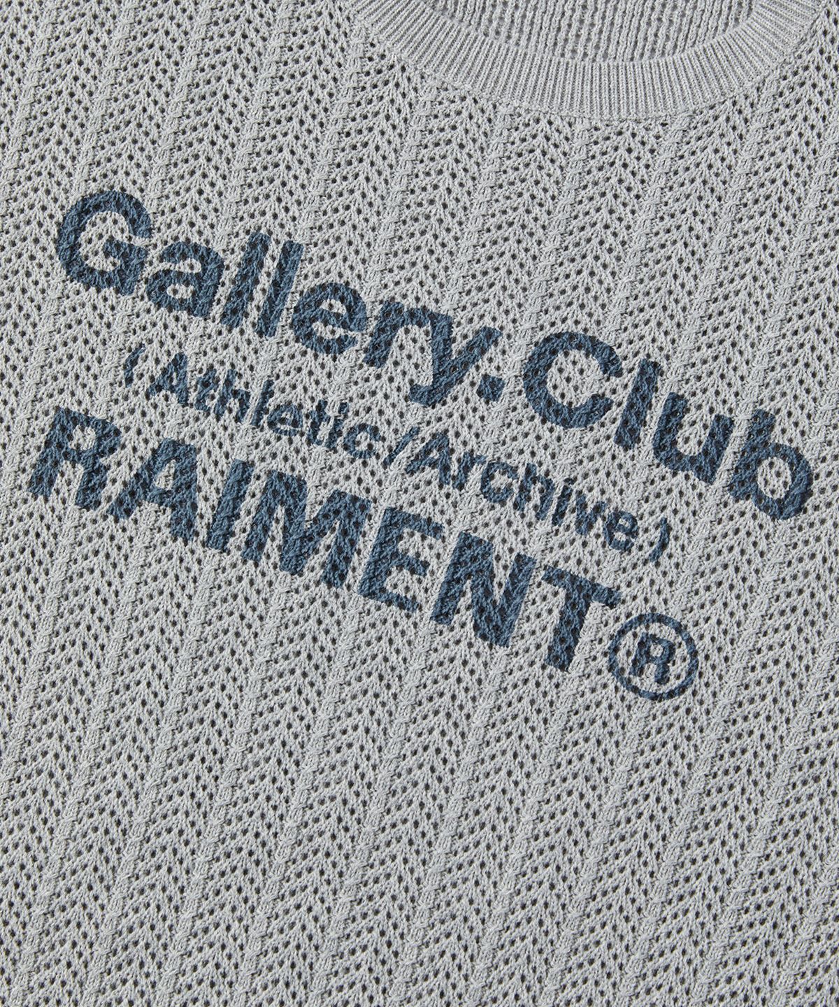 레이몬트(RAIMENT) 크루넥 갤러리 클럽 그래픽 매쉬 니트_그레이