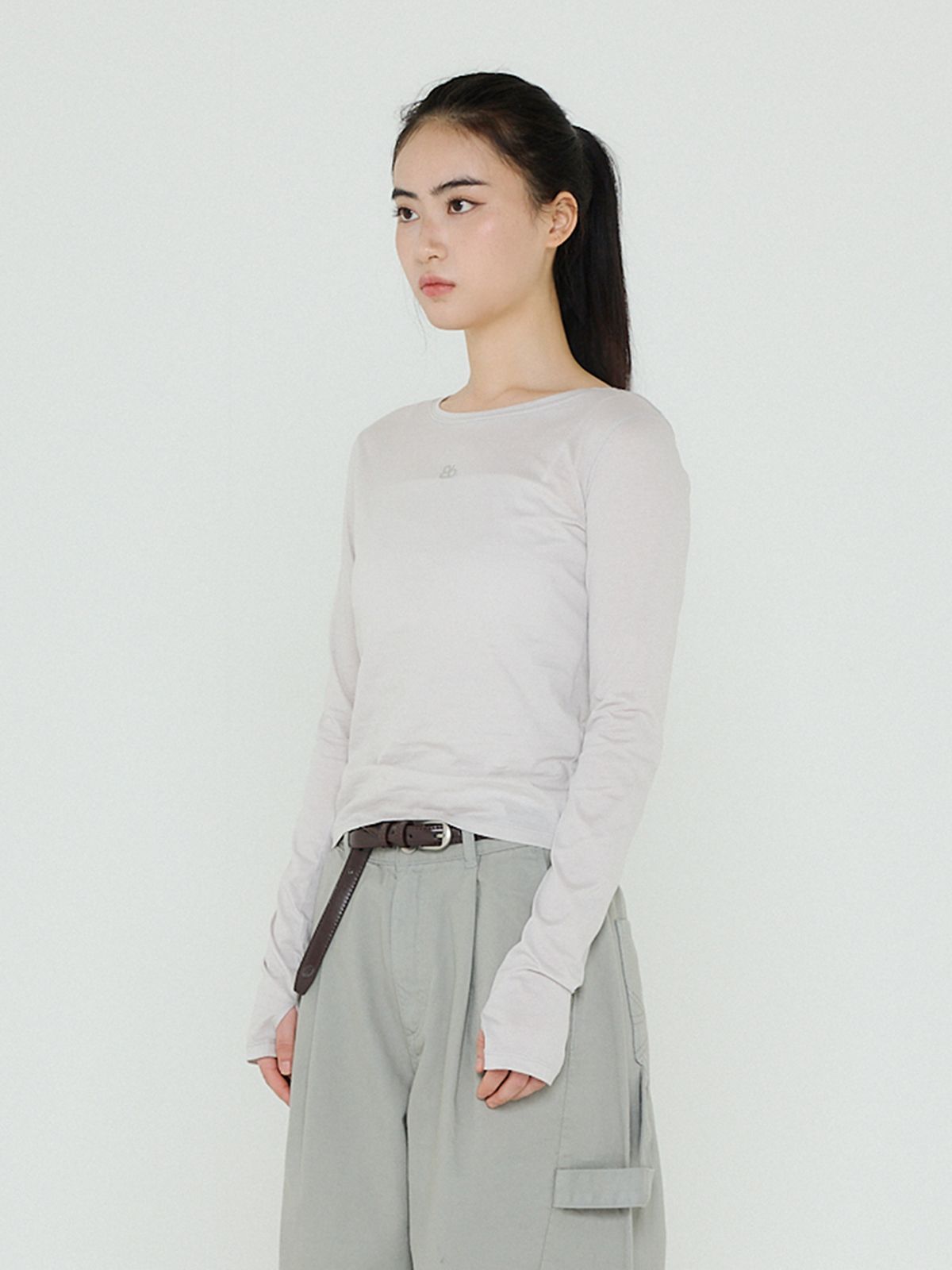 비플랫 베네통(Bb' BENETTON) 실켓 롱슬리브 티셔츠 (Light Grey)
