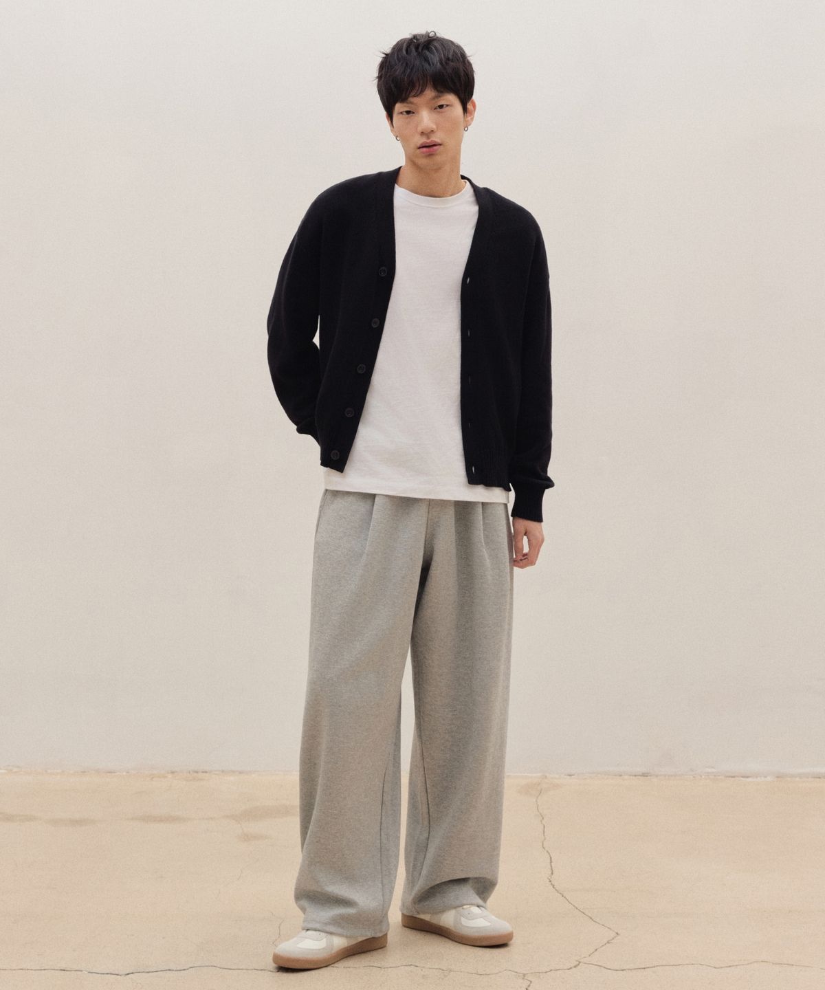 에이지오디(AGOD) 카펜터 다이마루 스웨트 와이드 팬츠 [그레이]