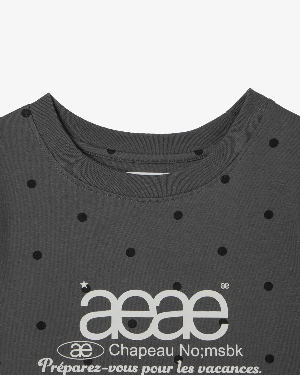 에이이에이이(AEAE) WEB LOGO DOT CROP T-SHIRTS [CHARCOAL]