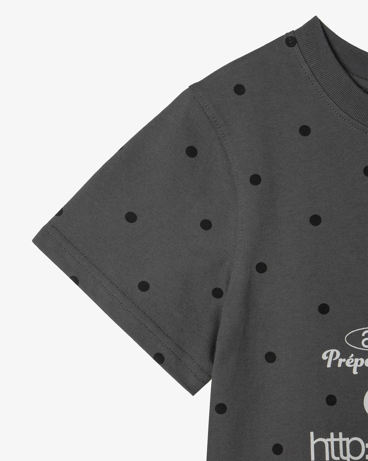 에이이에이이(AEAE) WEB LOGO DOT CROP T-SHIRTS [CHARCOAL]